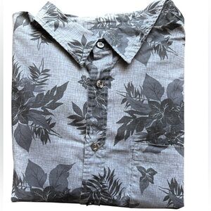 Gray Floral Men's Button Down Long Sleeve Shirt XL